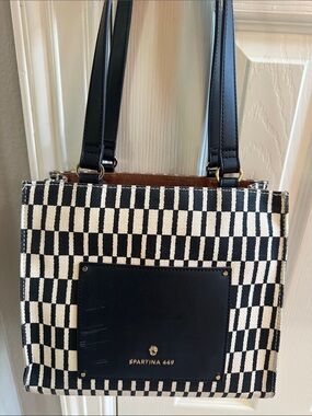 Spartina 449 Black and White Checker Shoulder Tote